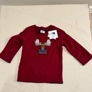 Janie and Jack Red Moose Long Sleeve Tee